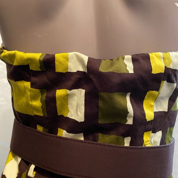 Vintage Yellow and Brown Halter Dress - Picture 3 of 10